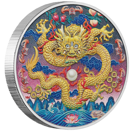 2025 Imperial Golden Dragon 3oz Silver Proof Coloured Coin Cert 299/500 - No outer box cover