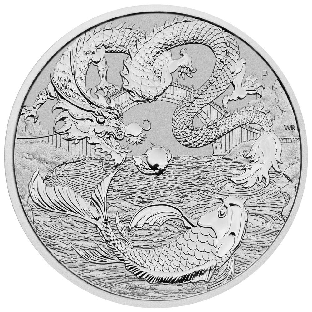 2023 Chinese Myths and Legends Dragon and Koi 1oz Silver Bullion Coin
