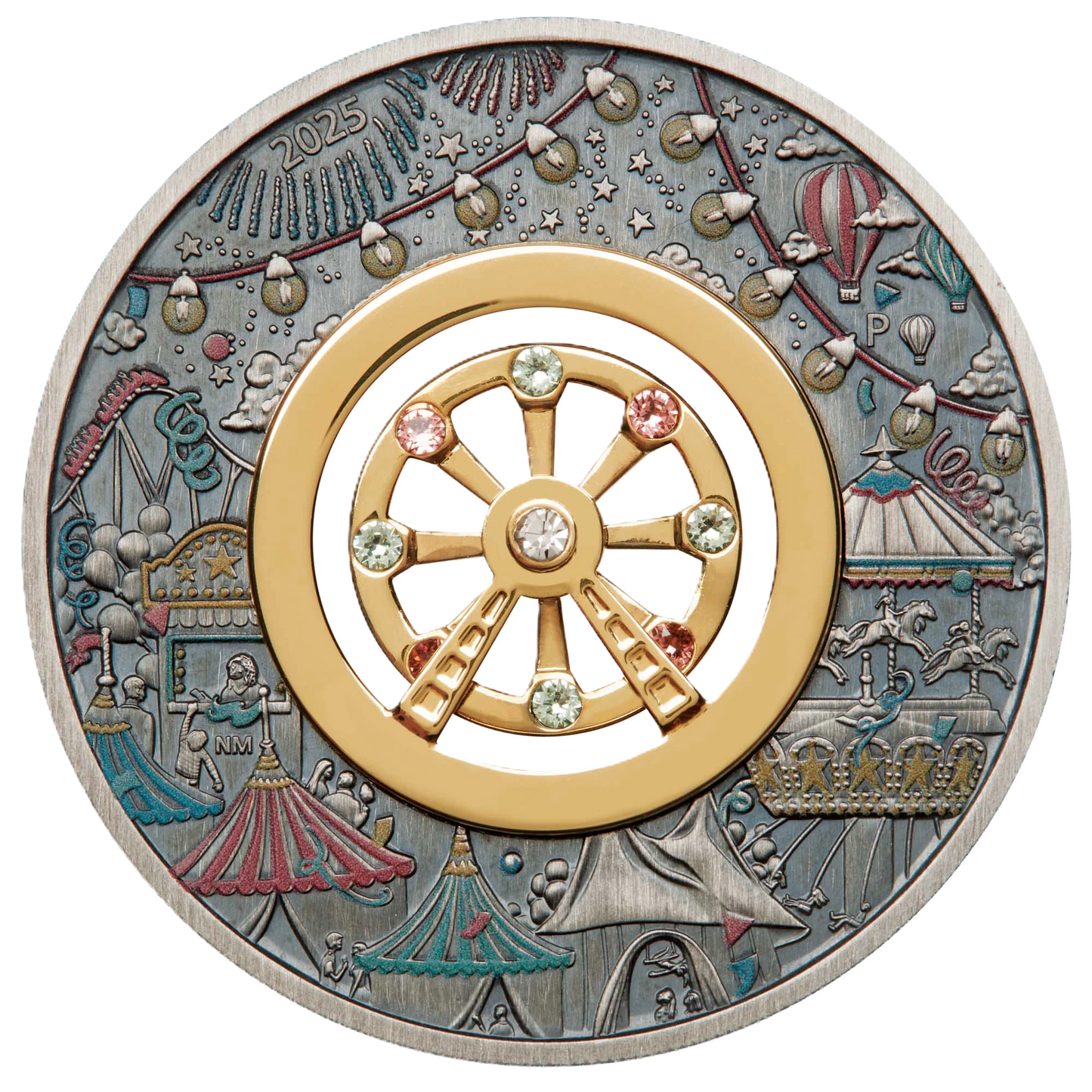 2025 Ferris Wheel 2oz Silver Antiqued Coloured Coin