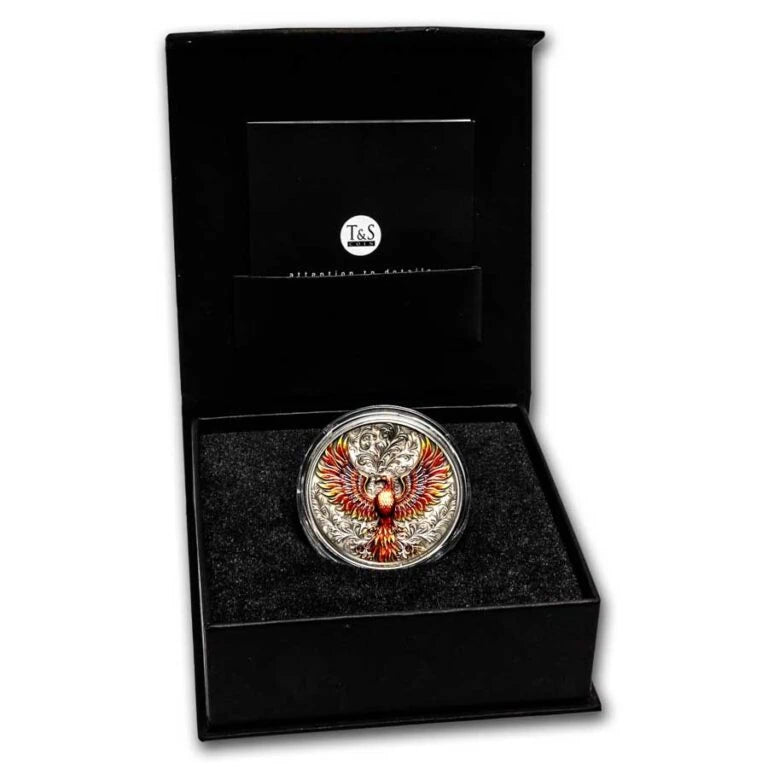 2023 Niue Phoenix 1 oz Silver Antiqued High Relief Colorized Coin