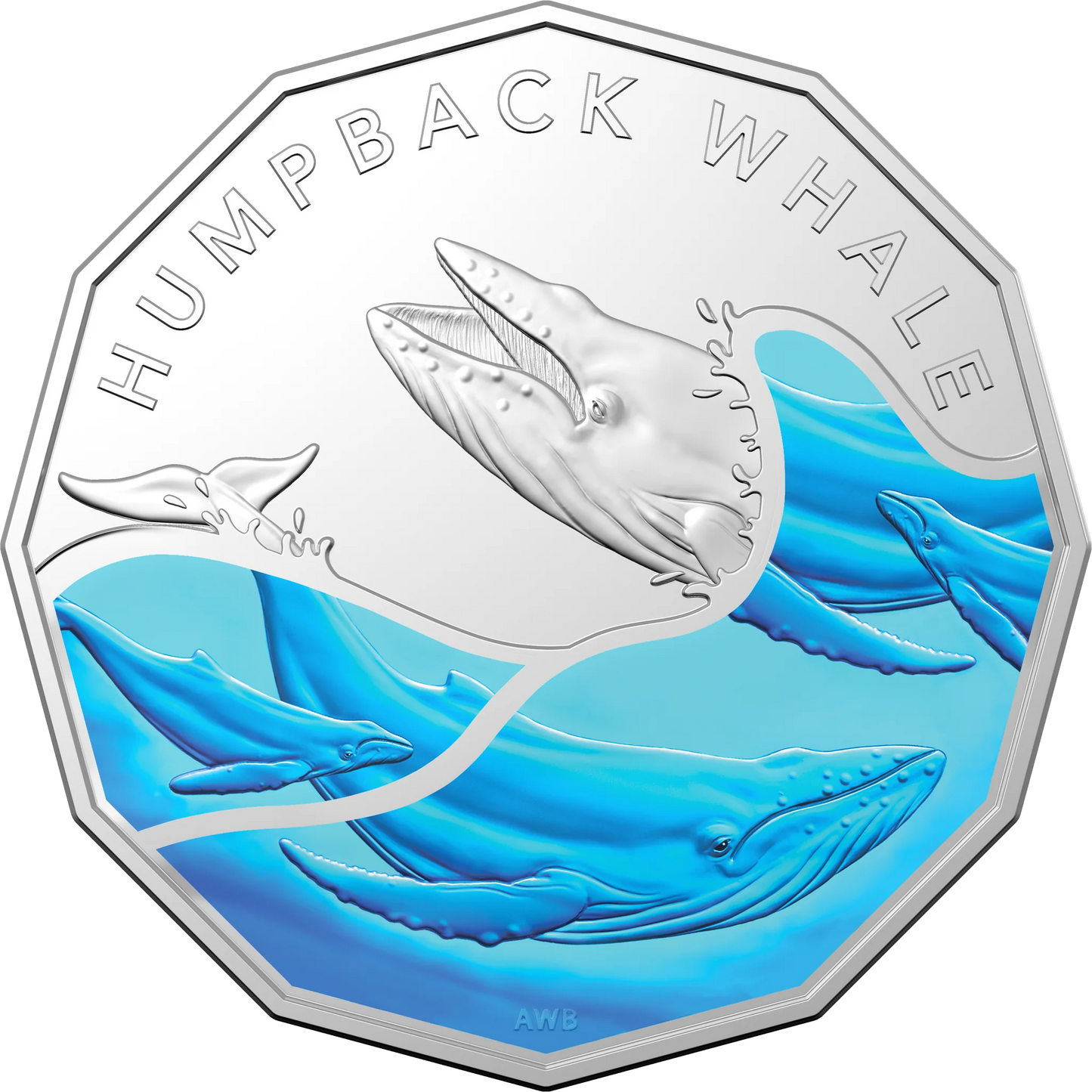 2023 Royal Australian Mint Antarctic Territory Humpback Whale 50c Coloured Coin