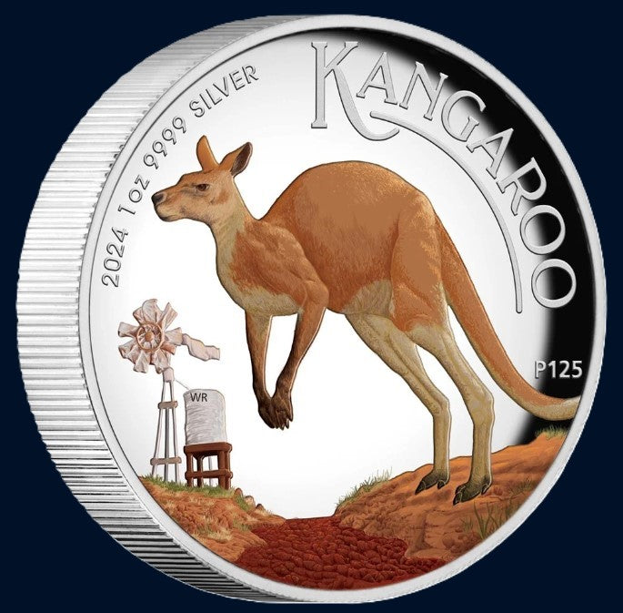2024 PerthMint Australian Kangaroo 1oz Silver Proof High Relief Coloured Coin
