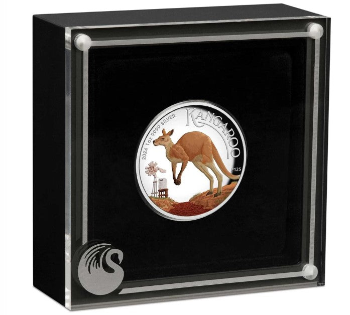 2024 PerthMint Australian Kangaroo 1oz Silver Proof High Relief Coloured Coin