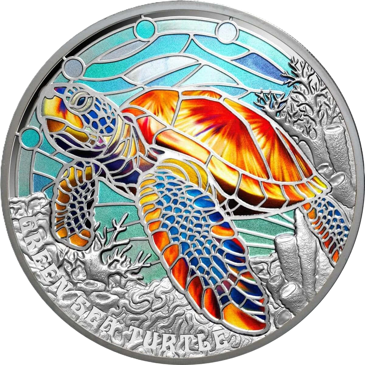 2025 Nature’s Window Green Sea Turtle $5 Colour 2oz Silver Proof Coin