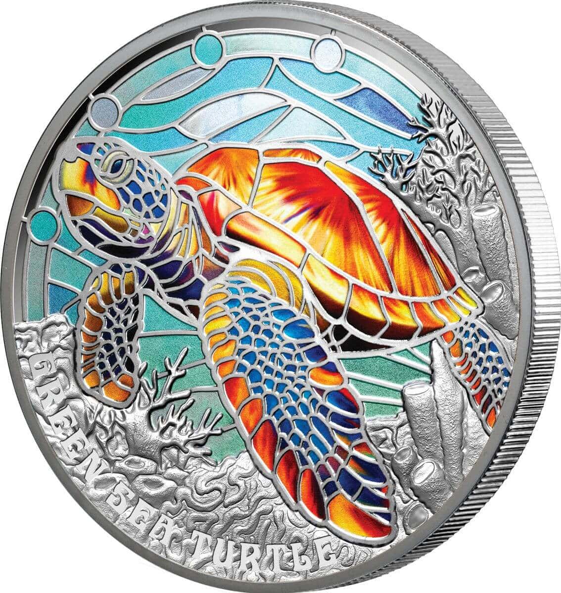 2025 Nature’s Window Green Sea Turtle $5 Colour 2oz Silver Proof Coin