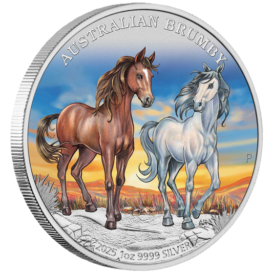 2025 Australian Brumby Perth Mint 1oz Silver Coloured Coin