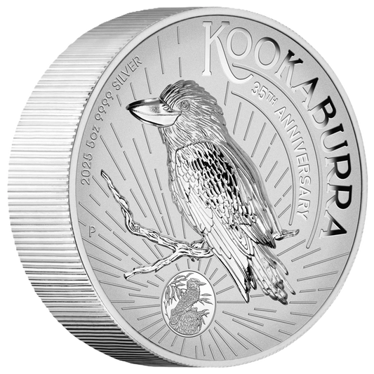 2025 Australian Kookaburra 35th Anniversary 5oz Silver Incused Coin