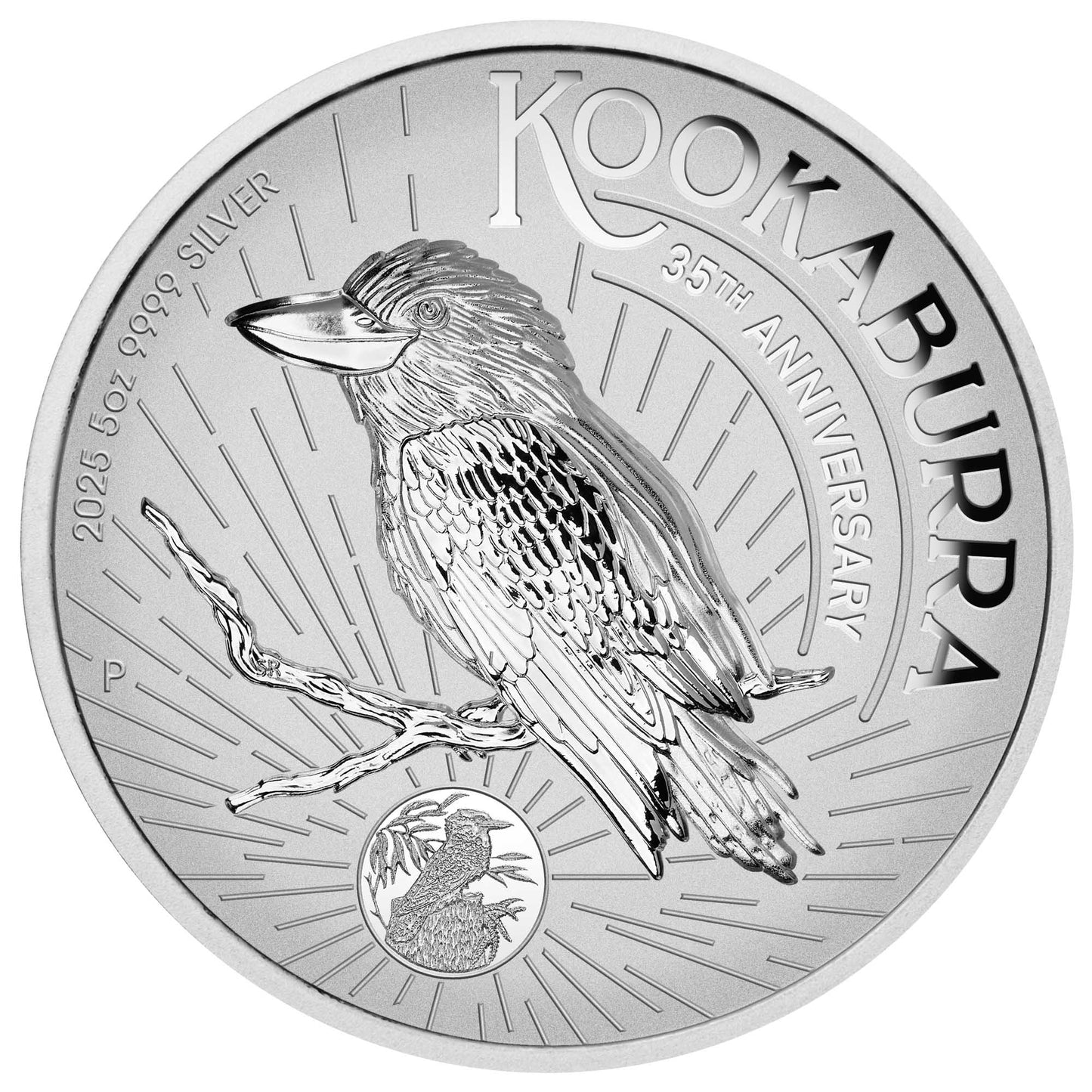 2025 Australian Kookaburra 35th Anniversary 5oz Silver Incused Coin