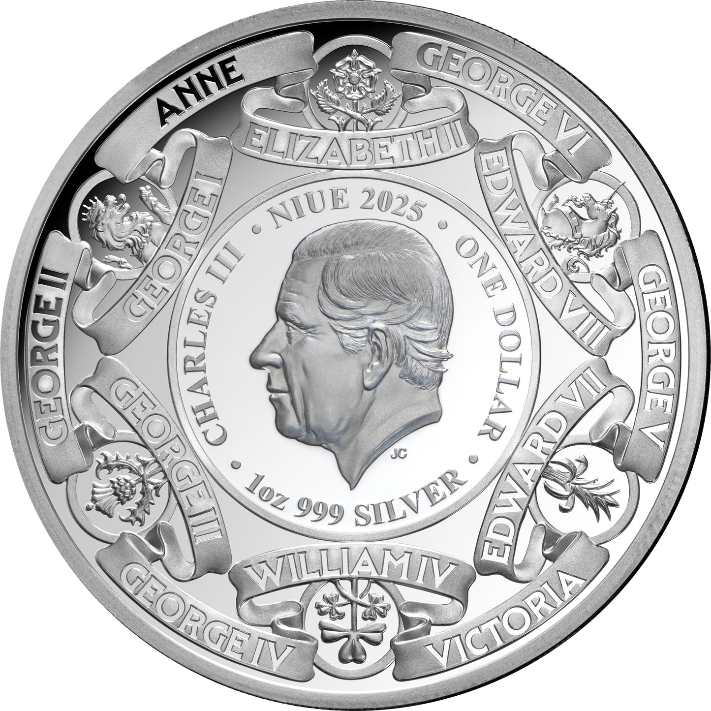 Monarchs of Britain 2025 $1 Gold-plated 1oz Silver Proof Coin