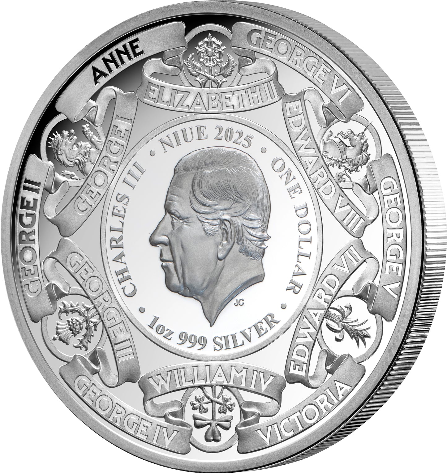 Monarchs of Britain 2025 $1 Gold-plated 1oz Silver Proof Coin