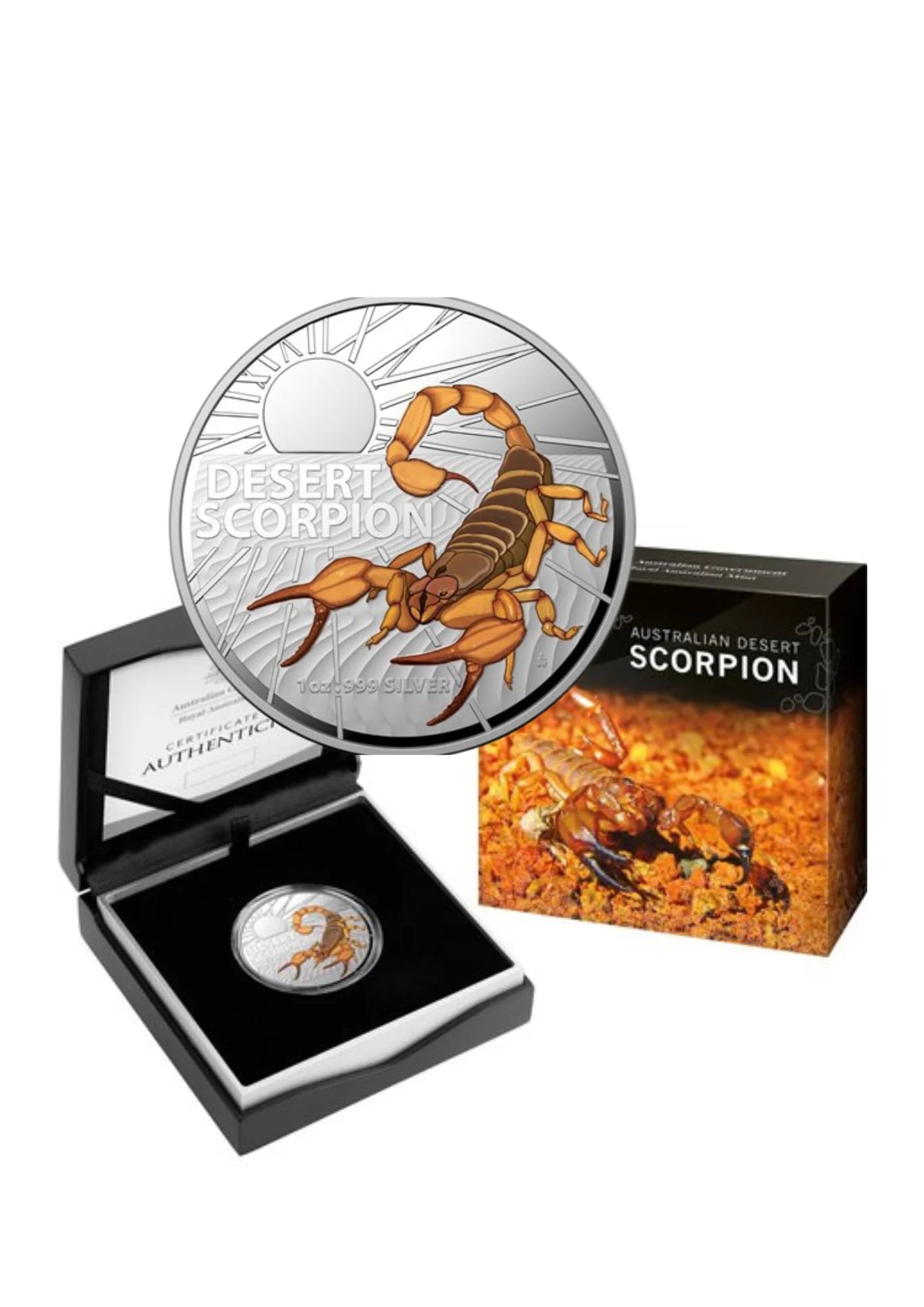 2023 Royal Australian Mint Most Dangerous - $5 Desert Scorpion 1oz .999 Silver Coloured Proof Coin.