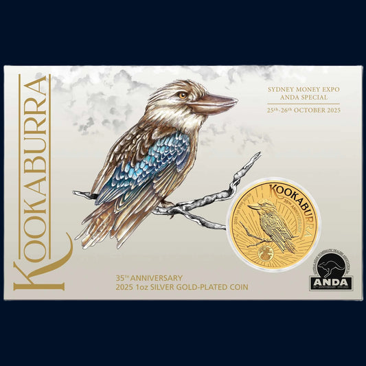 2025 PerthMint ANDA Special Kookaburra 35th Anniversary 1oz Silver Gold-Plated Coin Pre order