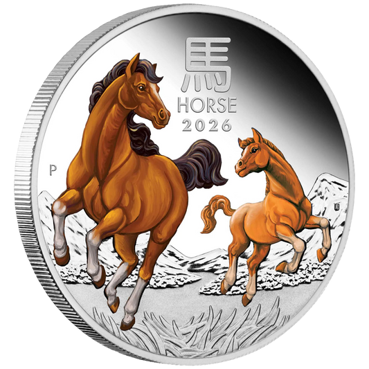 2026 PerthMint Australian Lunar Series III Year of the Horse 1oz Silver Proof Coloured Coin