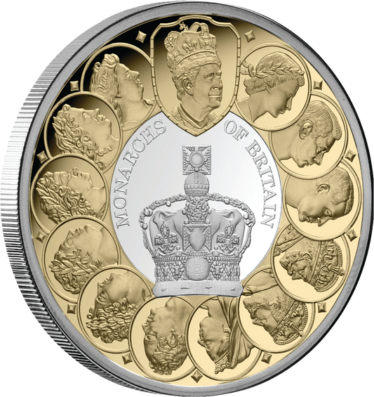 Monarchs of Britain 2025 $1 Gold-plated 1oz Silver Proof Coin