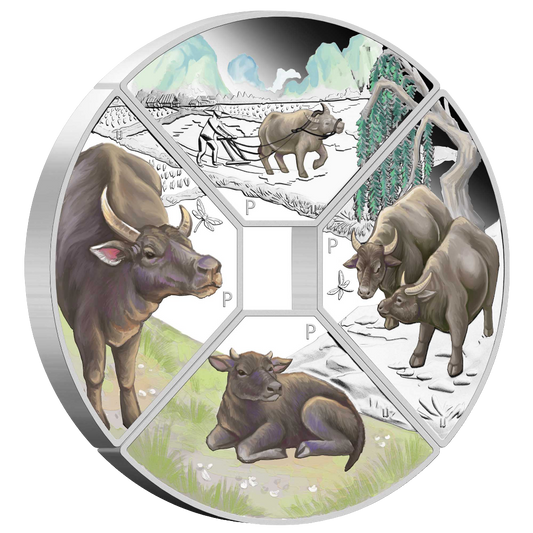 2021 PetthMint Year of the Ox Quadrant  1oz Silver Proof Four-Coin Set