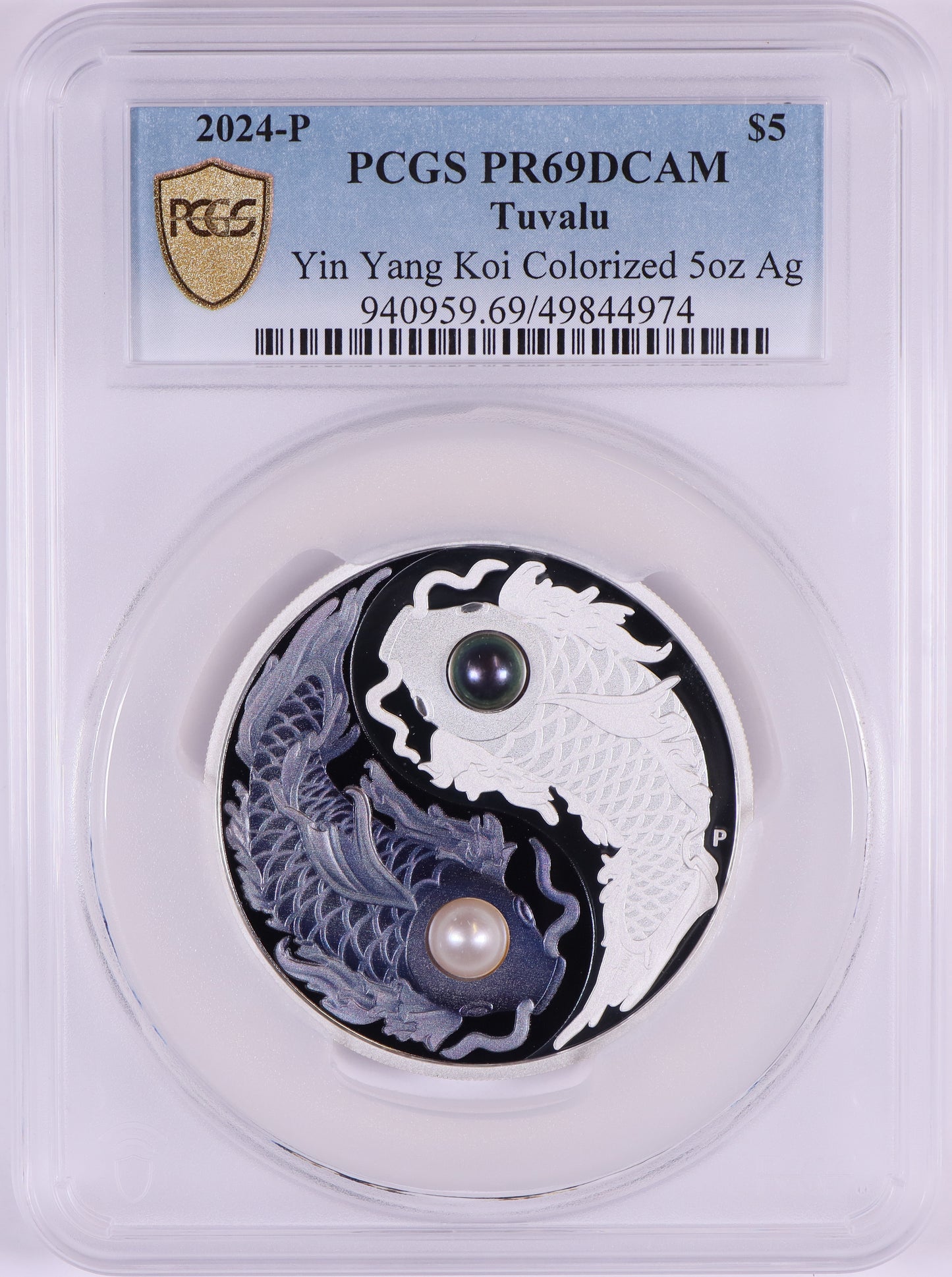 2024 PerthMint Yin Yang Koi 5oz silver coloured Proof coin
