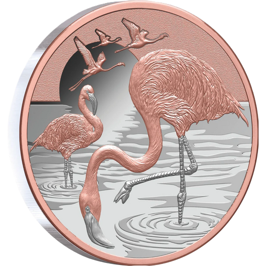 2025 NIUE Pink Flamingo $1 Rose Gold-plated 1oz Silver Proof Coin