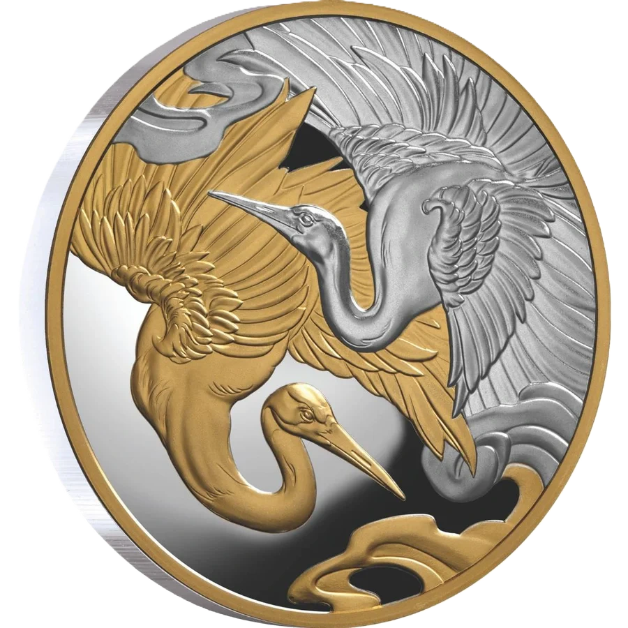 Cranes 2025 $1 Gold-plated 1oz Silver Proof Coin (600 mintage only)