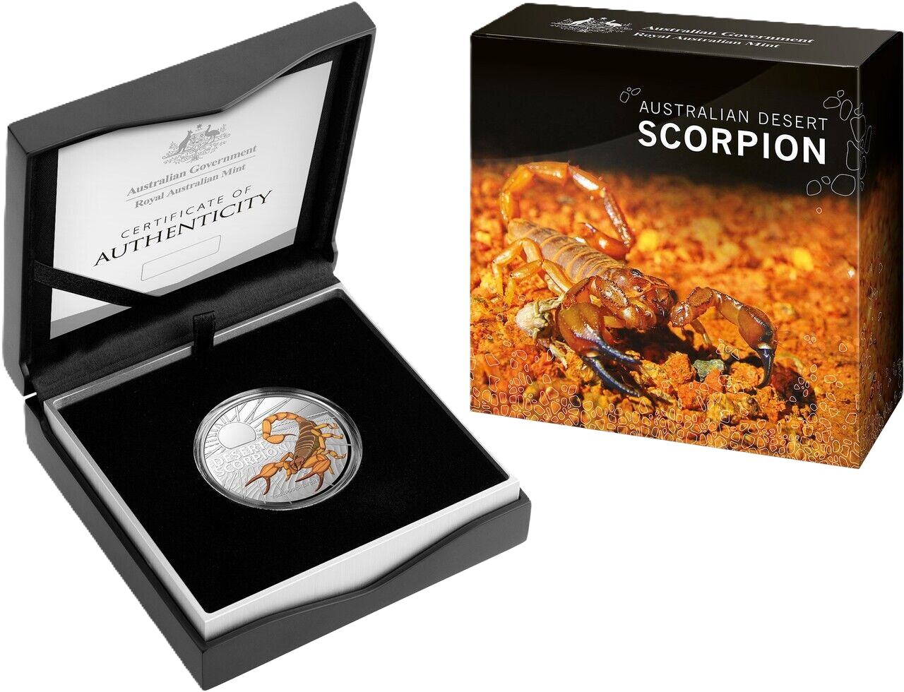 2023 Royal Australian Mint Most Dangerous - $5 Desert Scorpion 1oz .999 Silver Coloured Proof Coin.