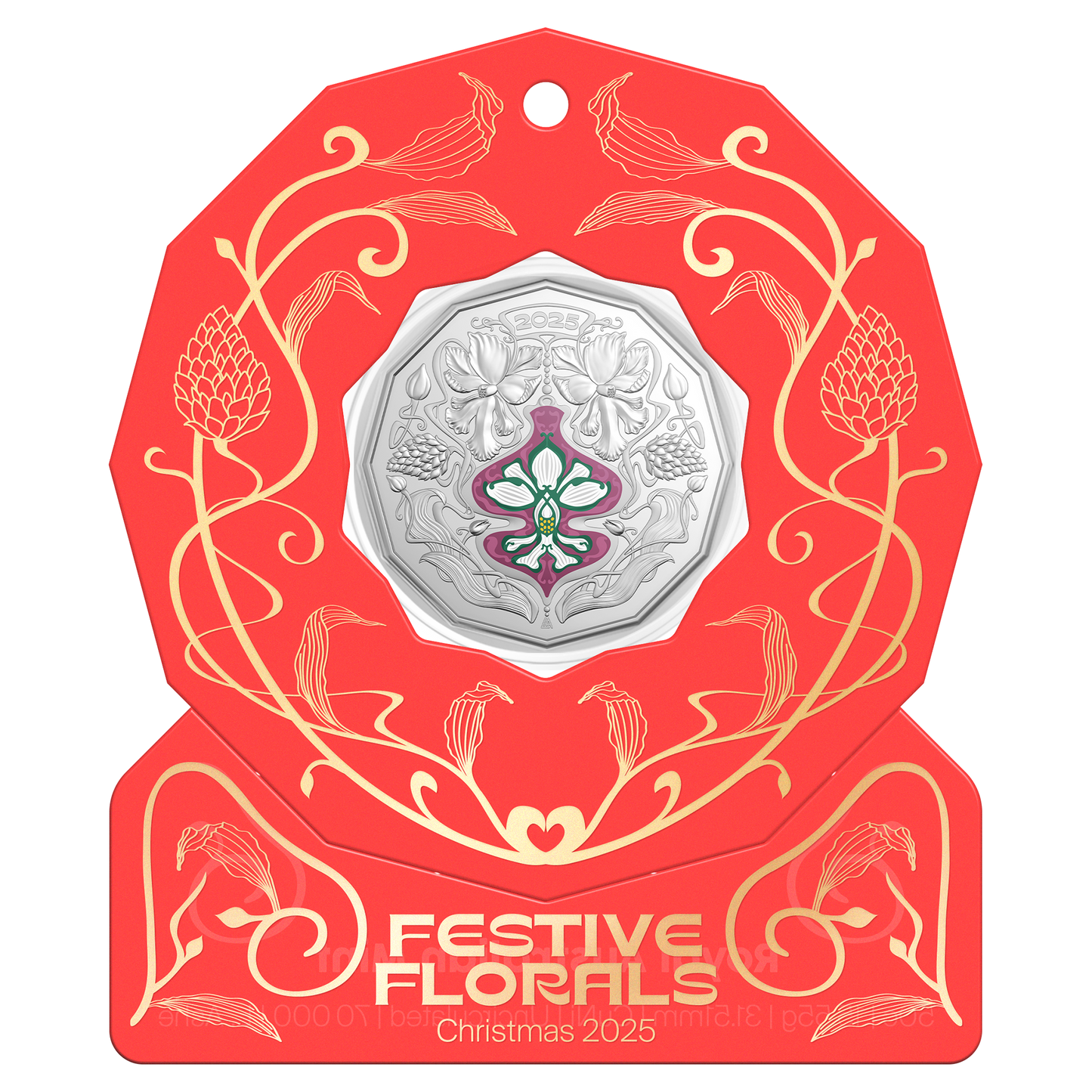 2025 RAM Christmas Festive Florals - 50c Uncirculated Coin
