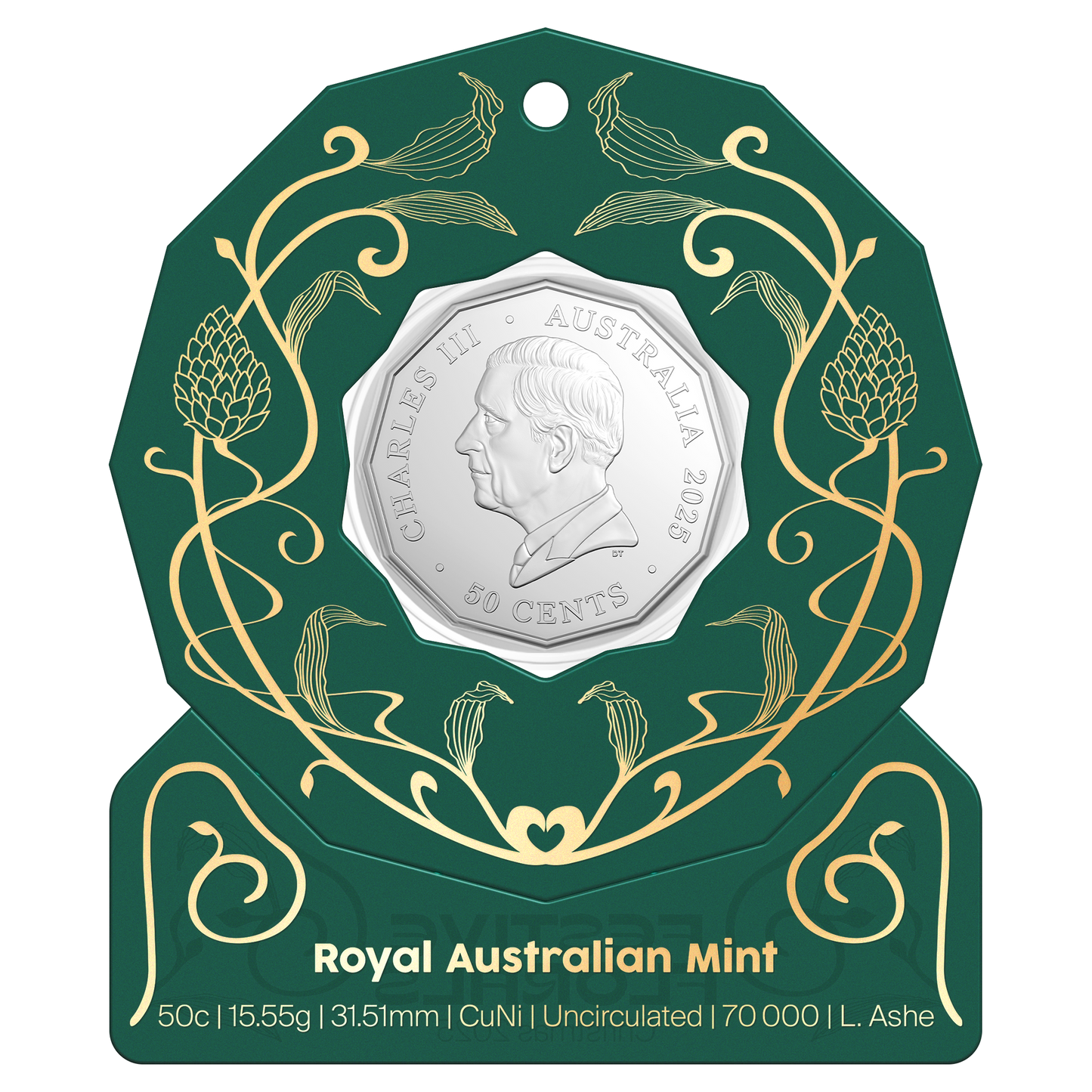 2025 RAM Christmas Festive Florals - 50c Uncirculated Coin