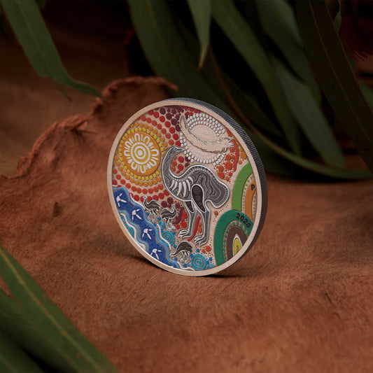 2025 Emu Utingat 2oz Silver Antiqued Coloured Coin