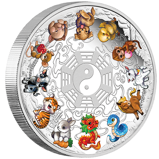 2025 PerthMint Twelve Baby Lunar Animals 5oz Silver Proof Coloured Coin - Low Certificate