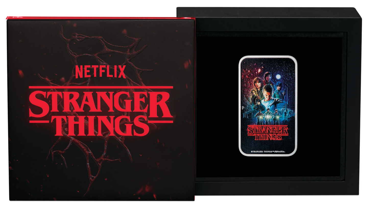 2026 PerthMint Stranger Things - Season 1 1oz Silver Coloured Rectangular Coin Pre Order