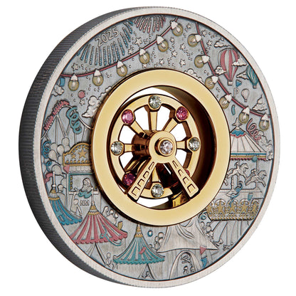2025 Ferris Wheel 2oz Silver Antiqued Coloured Coin