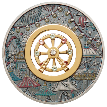 2025 Ferris Wheel 2oz Silver Antiqued Coloured Coin