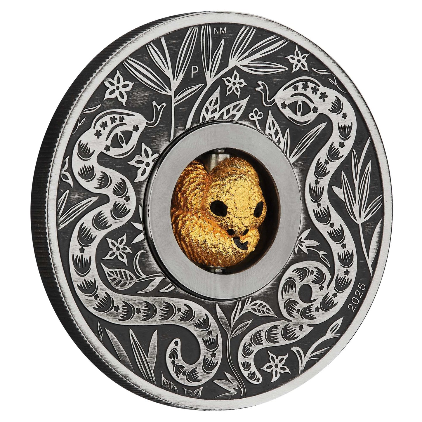 2025 Year of the Snake Rotating Charm 1oz Silver Antiqued Coin