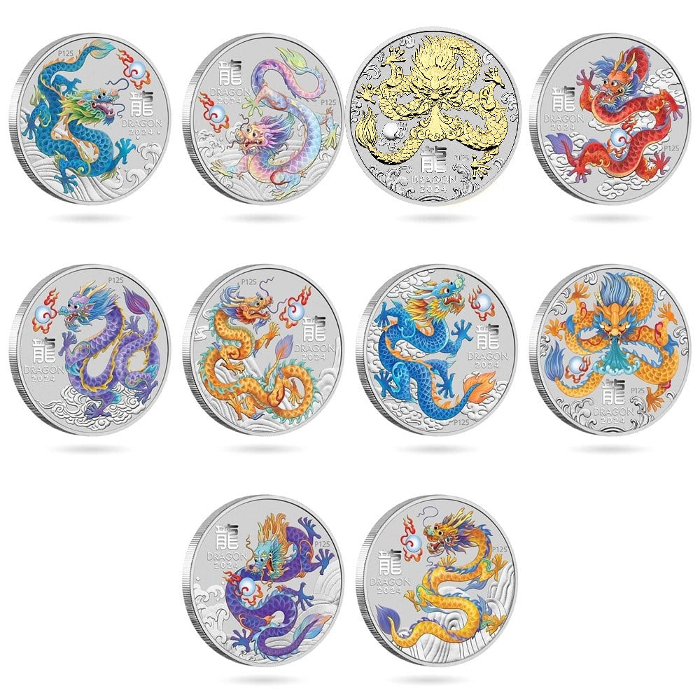 2024 Perth Mint Lunar Dragon 1oz Silver 10 Coin Collection