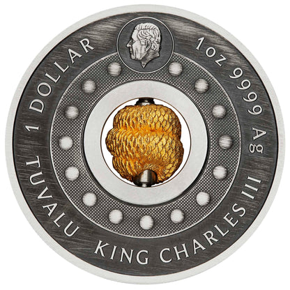 2025 Year of the Snake Rotating Charm 1oz Silver Antiqued Coin