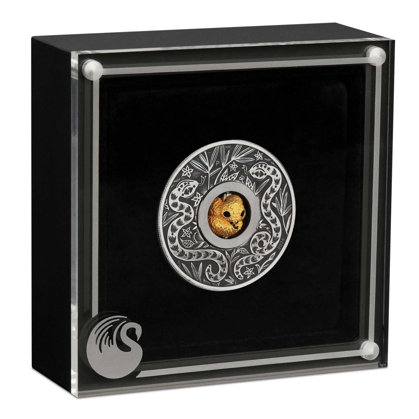 2025 Year of the Snake Rotating Charm 1oz Silver Antiqued Coin