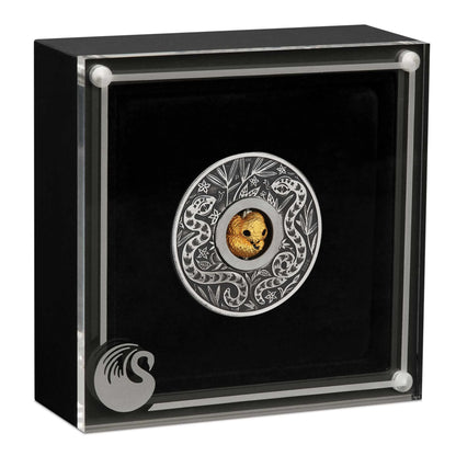 2025 Year of the Snake Rotating Charm 1oz Silver Antiqued Coin