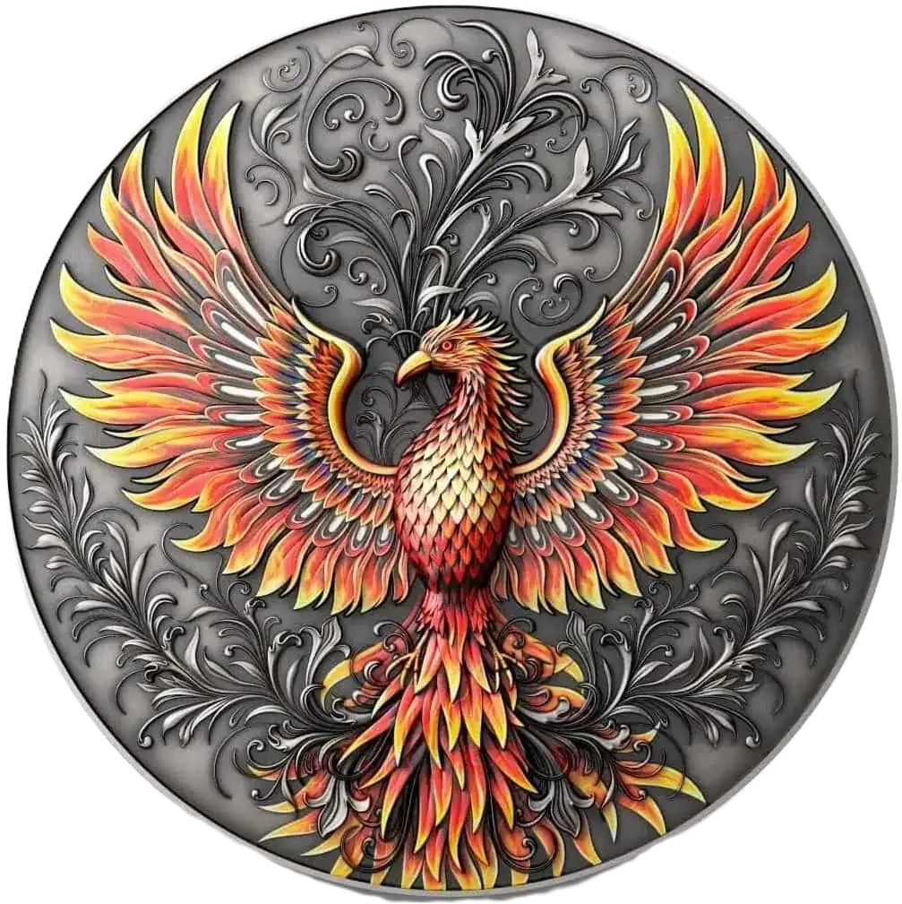 2023 Niue Phoenix 1 oz Silver Antiqued High Relief Colorized Coin