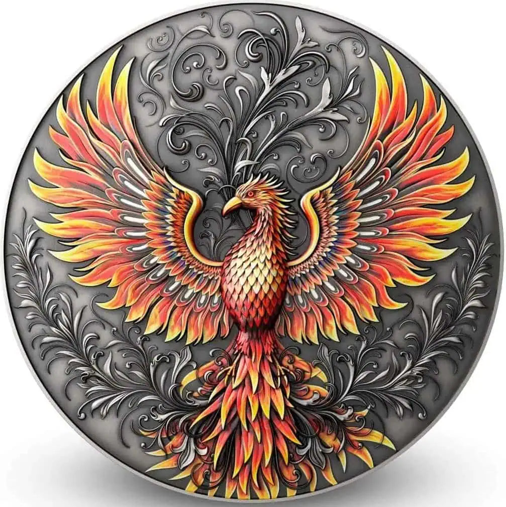 2023 Niue Phoenix 1 oz Silver Antiqued High Relief Colorized Coin