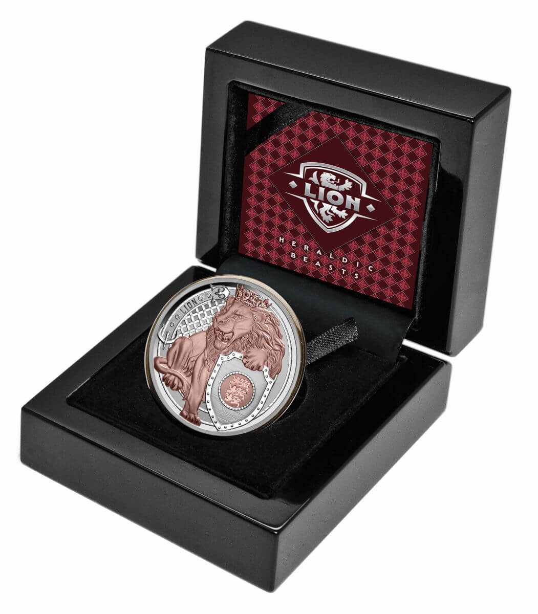 2025 Heraldic Beasts 2025 $1 Lion 1oz Rose Gold Plated Silver Proof Coin
