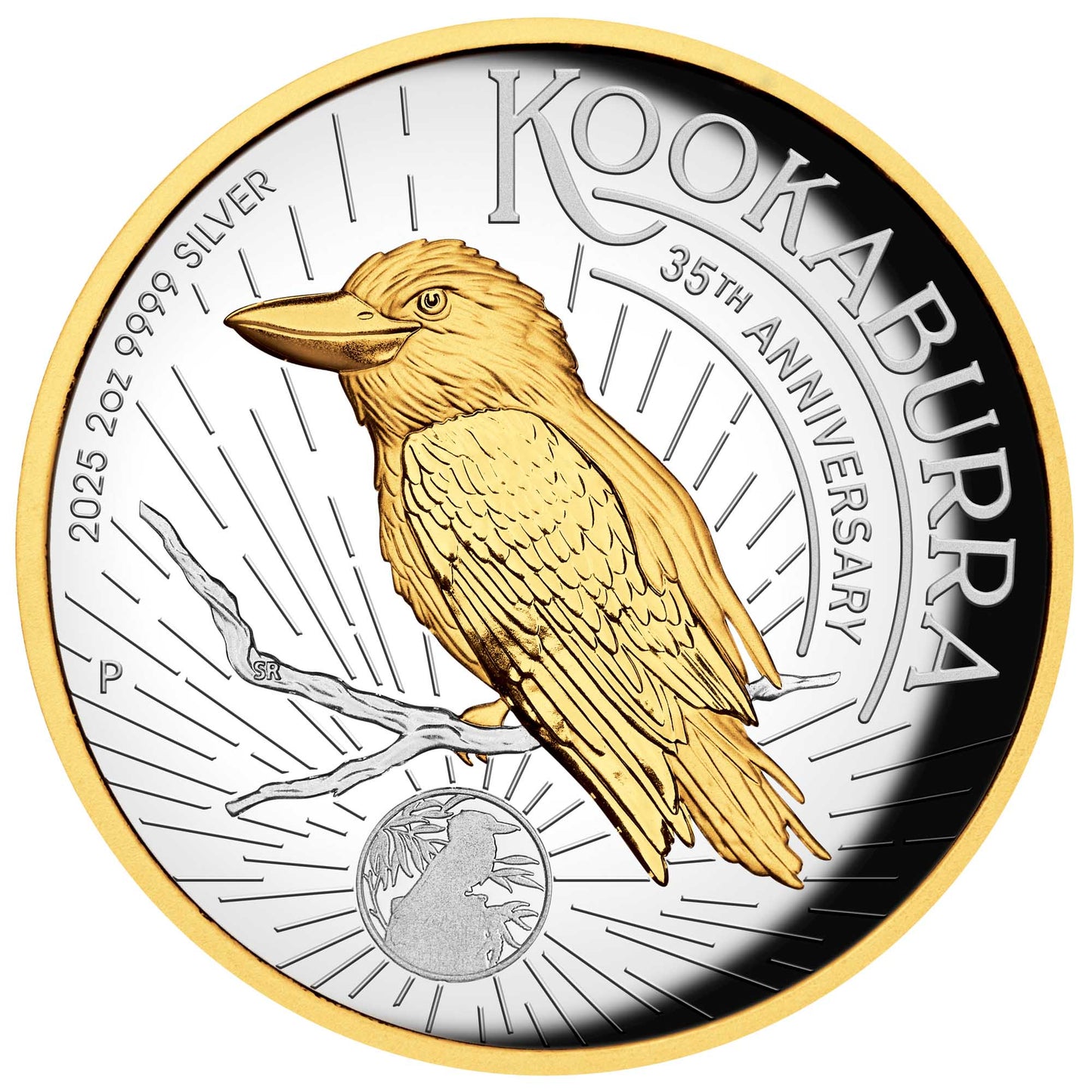 2025 Australian Kookaburra 35th Anniversary 2oz Silver Proof High Relief Gilded Coin