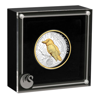 2025 Australian Kookaburra 35th Anniversary 2oz Silver Proof High Relief Gilded Coin