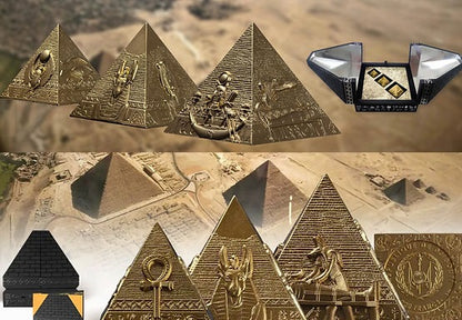 2025 Djibouti Pyramids of Giza Gold Gilded Edition – 3-Coin Set (6oz .999 Silver) – 200 Francs - Preorder