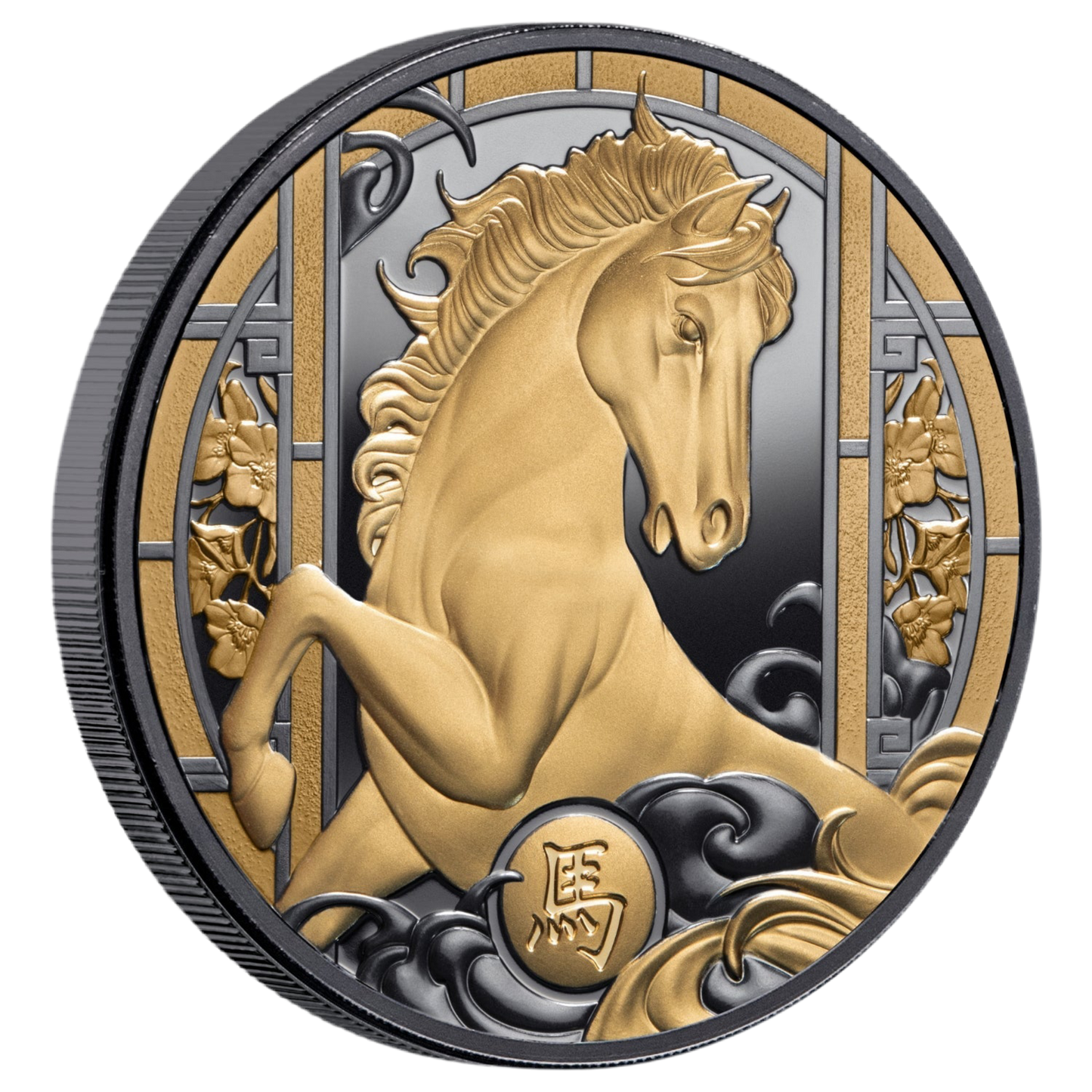 2026 LUNAR YEAR OF THE HORSE $1 1OZ GILDED SILVER BLACK PROOF COIN - PRE ORDER