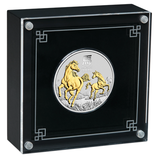 2026 PerthMint Year of the Horse 🐎  – 1oz Silver Gilded Coin Pre order