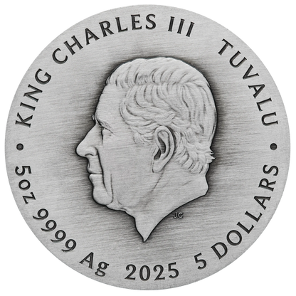 2025 PerthMint World Popular Dogs 5 oz Silver Antiqued High-Relief Colored Coin - Pre Order