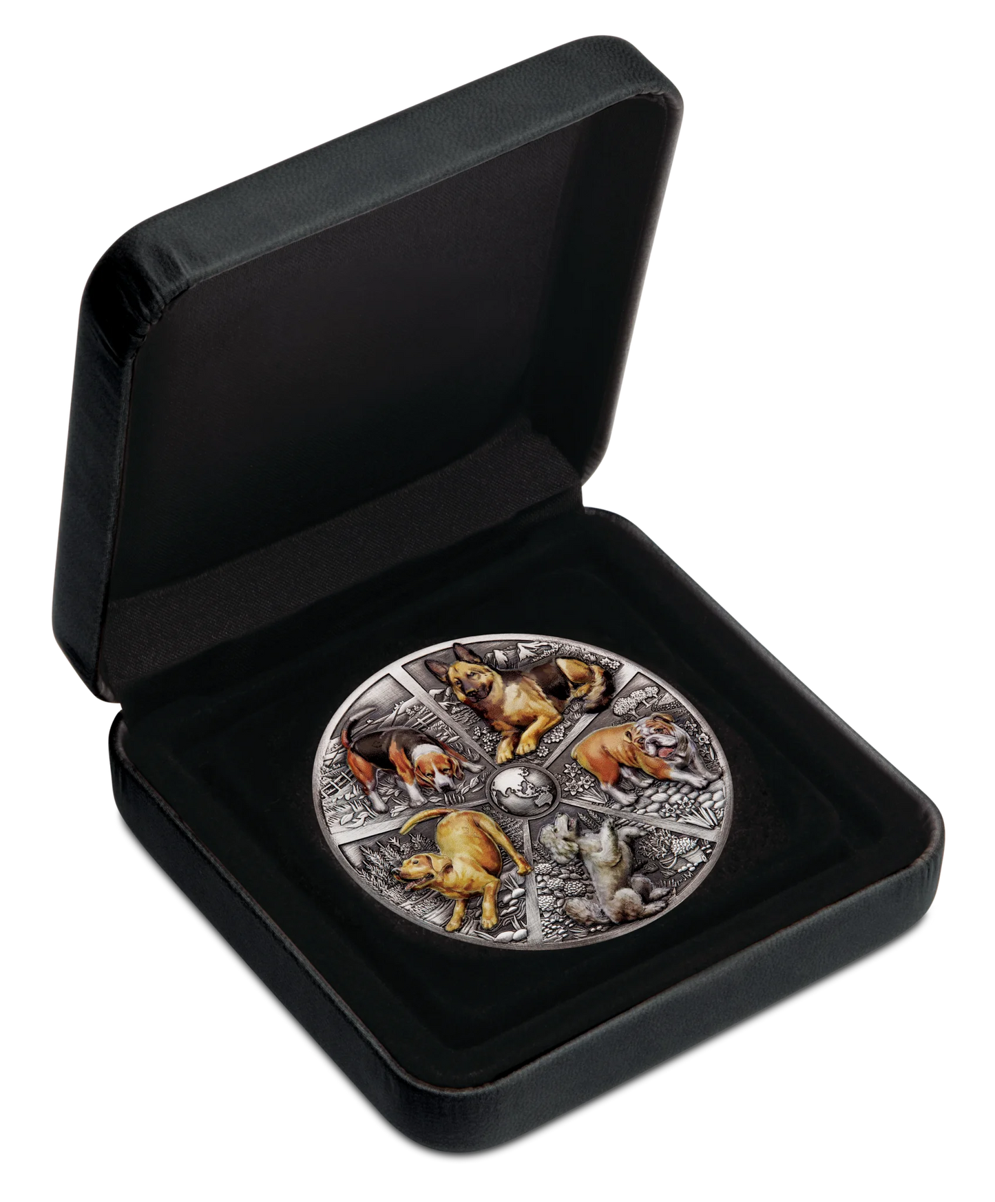 2025 PerthMint World Popular Dogs 5 oz Silver Antiqued High-Relief Colored Coin - Pre Order