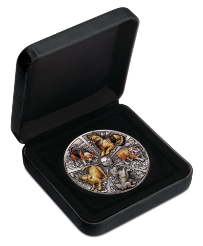 2025 PerthMint World Popular Dogs 5 oz Silver Antiqued High-Relief Colored Coin - Pre Order