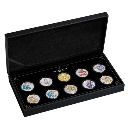 2024 PerthMint Australian Lunar Series III Year of the Dragon 1/2oz Silver Ten-Coin Set
