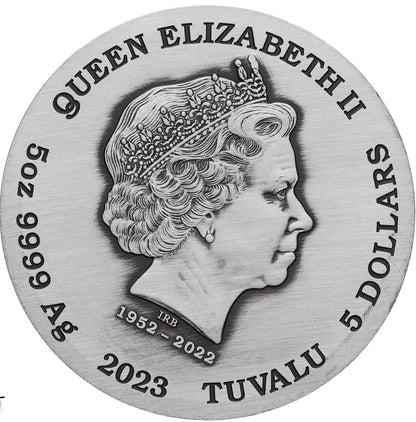 2023 PerthMint Fu Lu Shou 5oz Silver Antiqued Coloured Coin