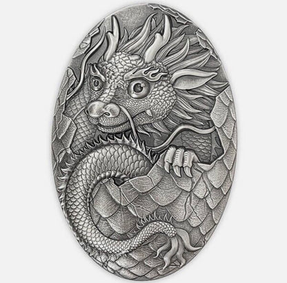 2024 3D Dragon Egg 2024 5oz Silver Antiqued high relief Coin