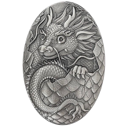 2024 3D Dragon Egg 2024 5oz Silver Antiqued high relief Coin